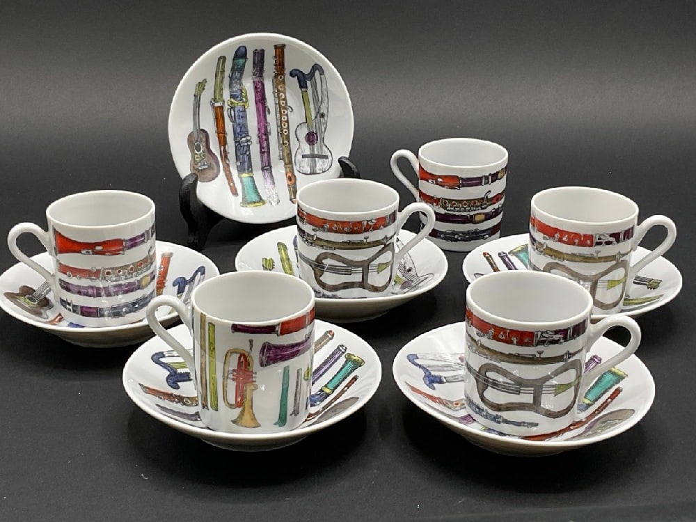 Set of Six (6) Musicomania Fornasetti Milano Italy Demitasse Cups and Saucers (1 of 7)