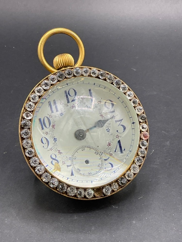 French Paperweight Jeweled Desk Clock. Early 20th c (1 of 4)
