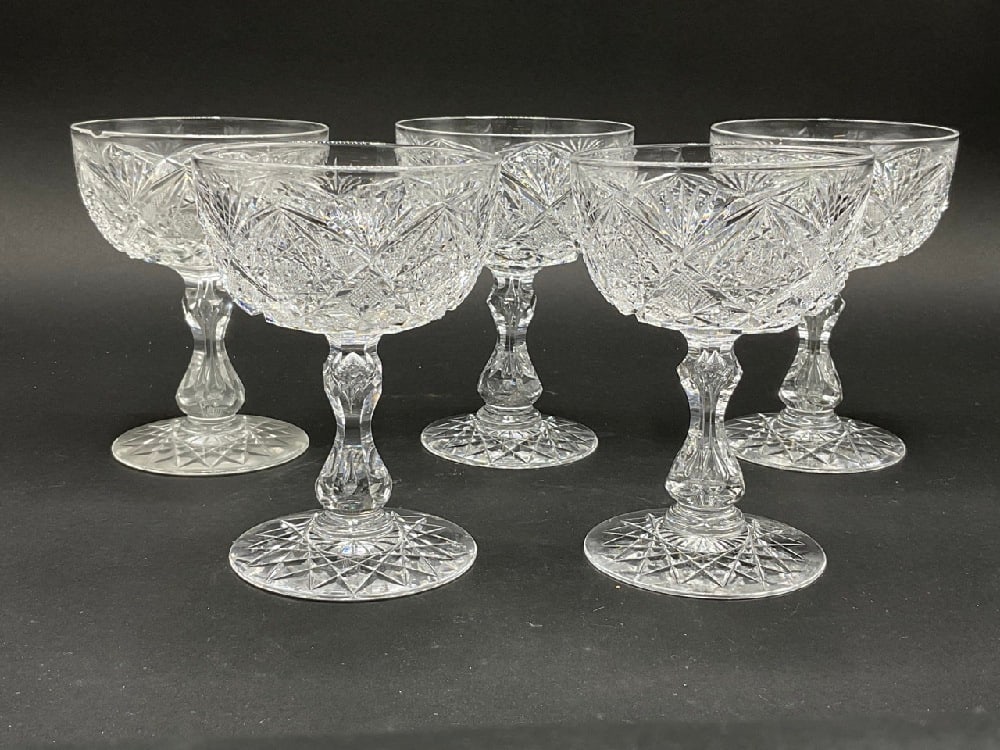 Five (5) American Brilliant Cut Glass Glasses ABCG (1 of 6)