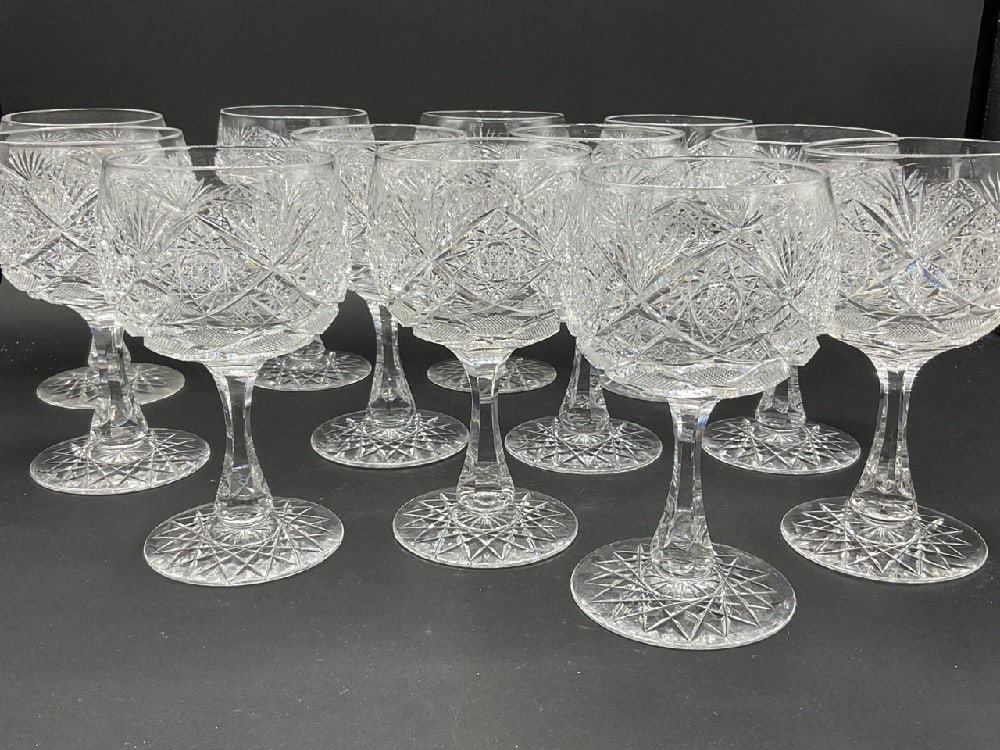 Twelve (12)  American Brilliant Cut Glass Goblets ABCG (1 of 6)