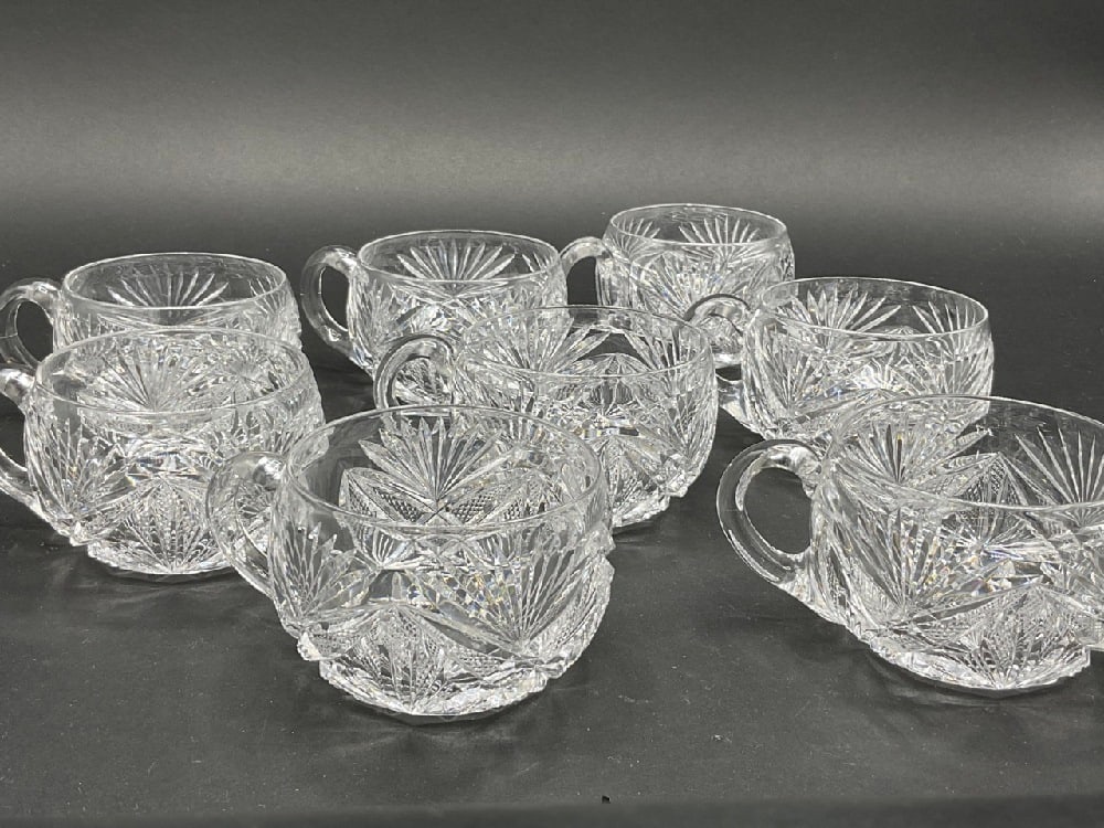 Eight (8)  American Brilliant Cut Glass Punch Cups  ABCG (1 of 6)