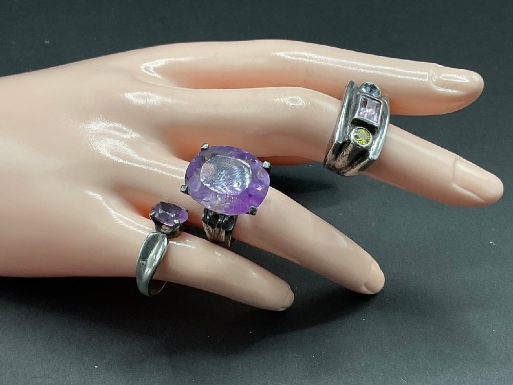 Three (3) Assorted Sterling Silver Gemstones Ring (1 of 3)