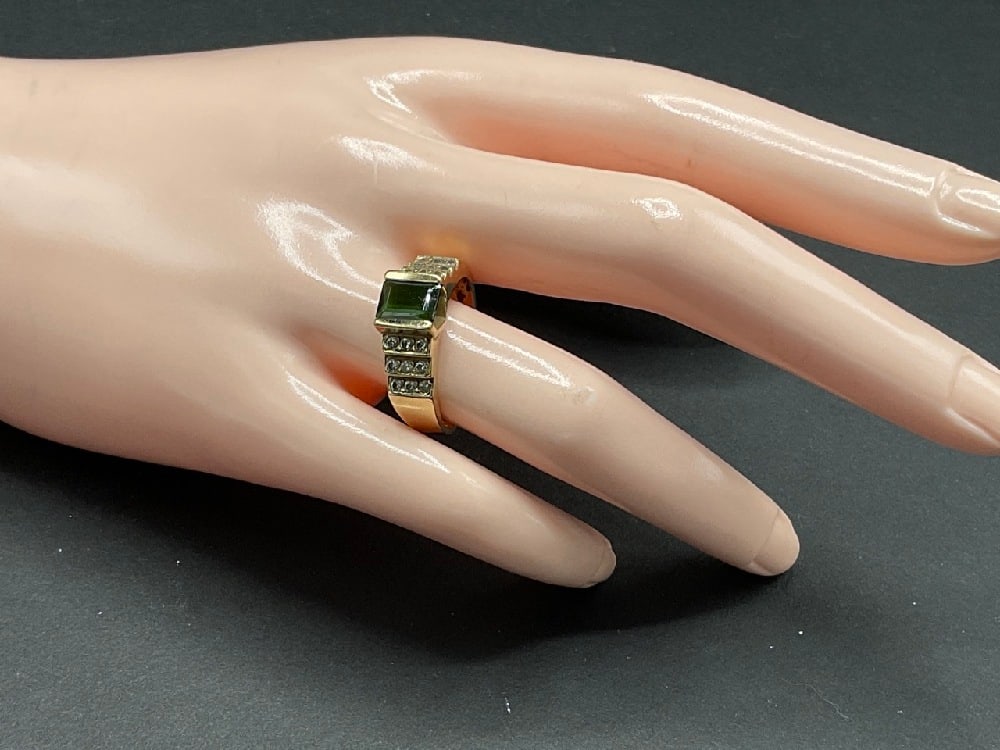 14K Olive Green Tourmaline and Diamond Ring (1 of 6)