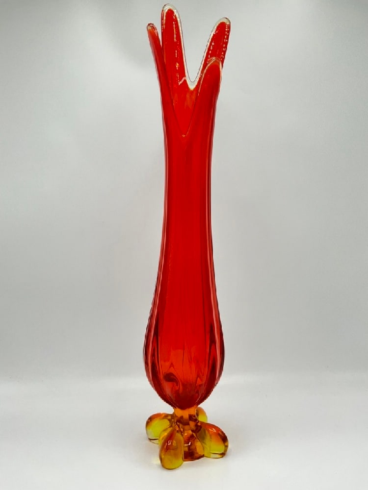 Large Vintage MCM Four Square Orange Swung Vase (1 of 5)