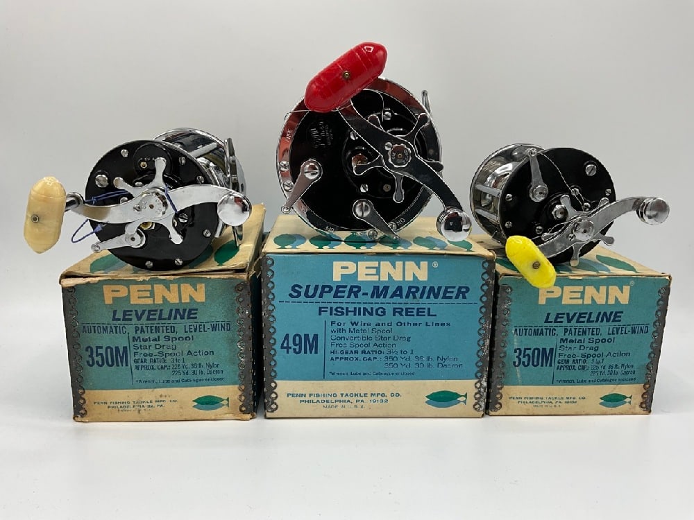 Vintage Penn Heavy Duty Fishing Reels - Two Leveline 350M & A Super Mariner 49M (1 of 4)