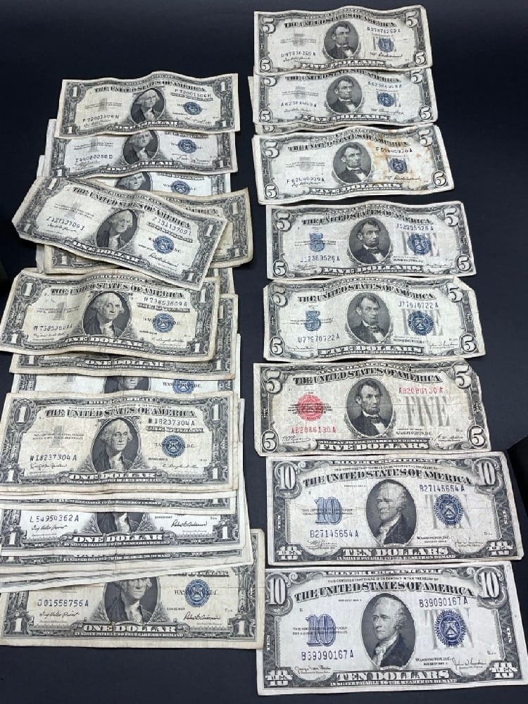 $100 Face Silver Certificates: $100 Face Silver Certificates. . 1928,1934, 1953 and 1957. $1, $5 and $10's. Circulated.