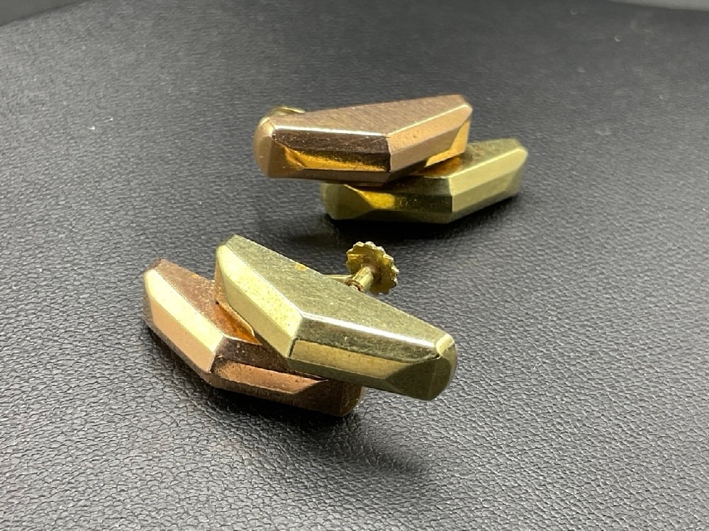 14K Rose and Yellow Gold Screwback Vintage Earrings (1 of 4)