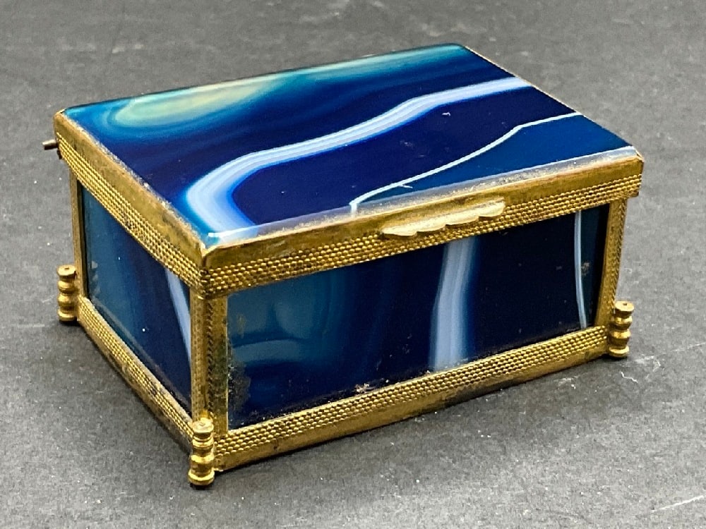 19th Century Blue Agate Trinket Dresser Box (1 of 5)