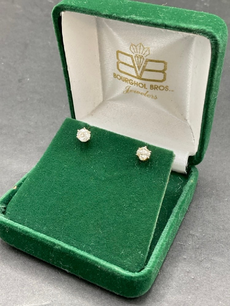 A Pair, 14K Diamond Stud Earrings (1 of 4)
