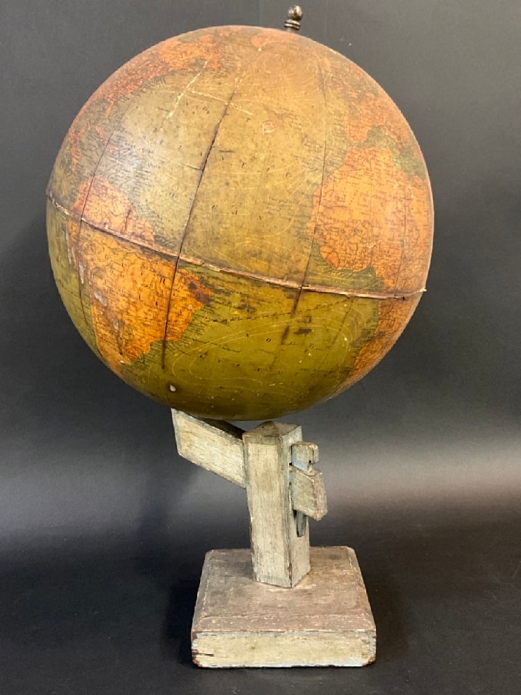1909 Peerless World Globe with Wood Base: 1909 Peerless World Globe with Wood Base.Dimensions: 20" h X 12" X 12" dCondition: The Globe Is In Good Condition. There Is slight Wear Due To Age Consistent with Age. Please See Preview Photographs.