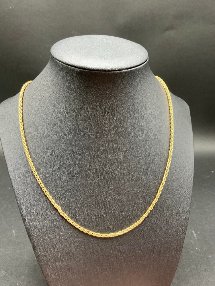 14K Gold 18" Wheat Style Rope Chain Necklace (1 of 5)