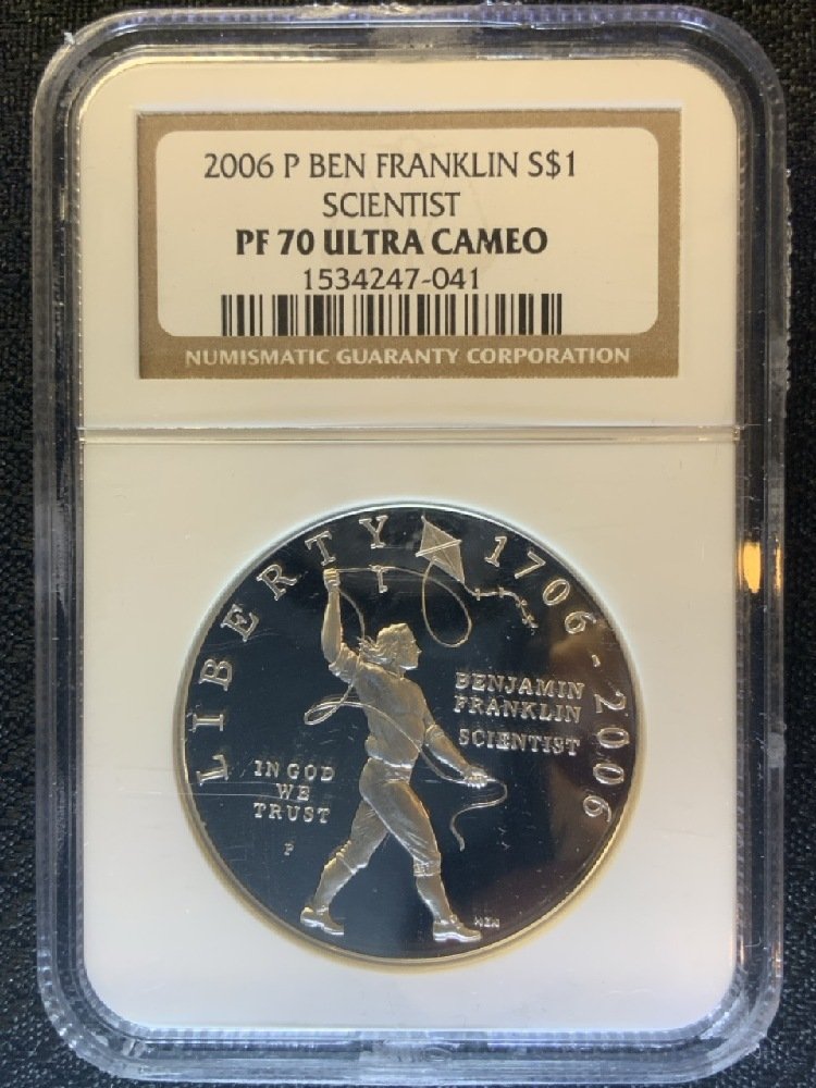 2006 P Ben Franklin Scientist Commemorative Proof Silver Dollar NGC PF 70 Ultra Cameo (1 of 2)