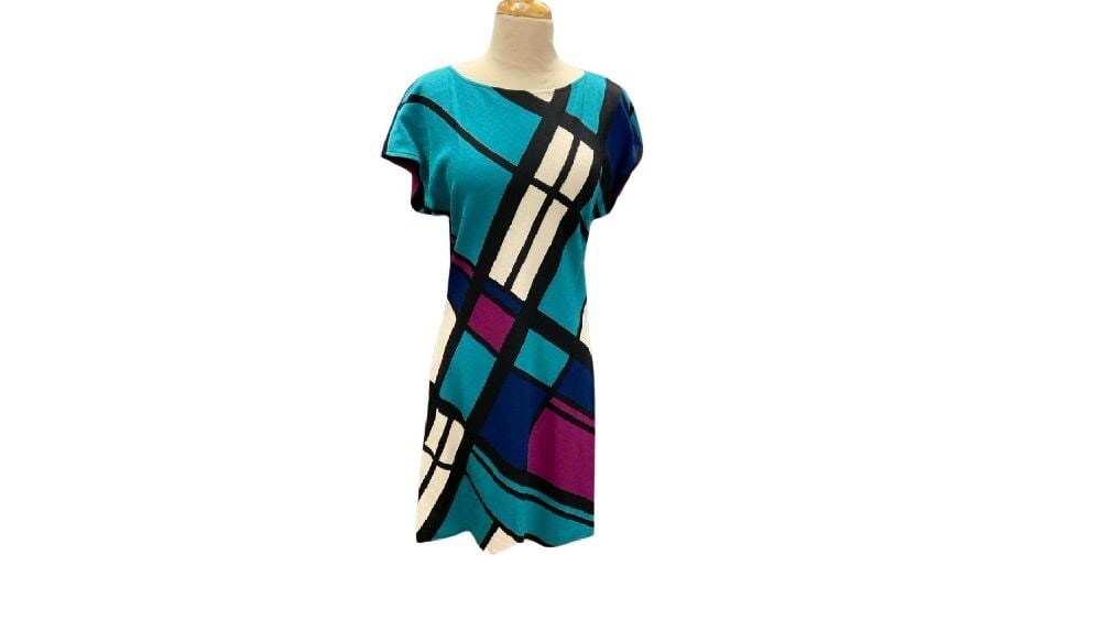 St. John Geometric Print Dress Sz. 8 (1 of 6)
