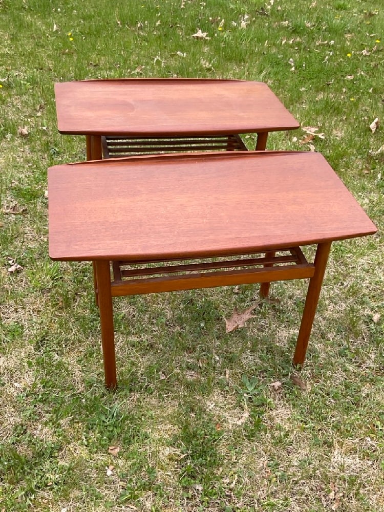 A Pair, Grete Jalk for Poul Jeppesen Teak Side Tables Set (1 of 3)