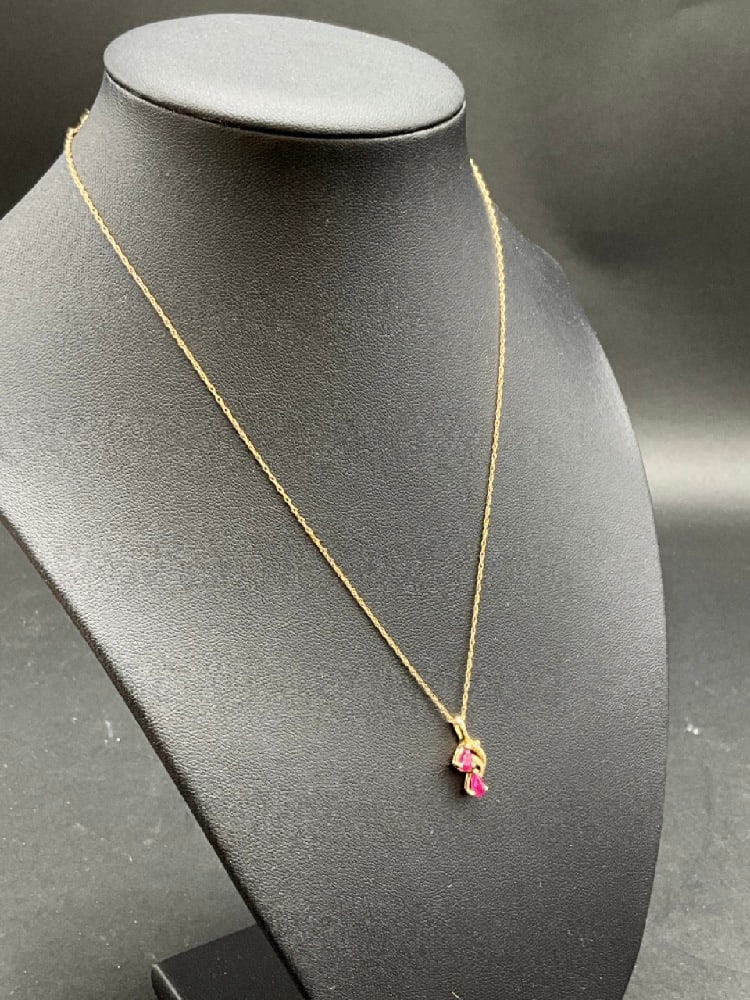 14K Gold Ruby and Diamond Necklace (1 of 3)