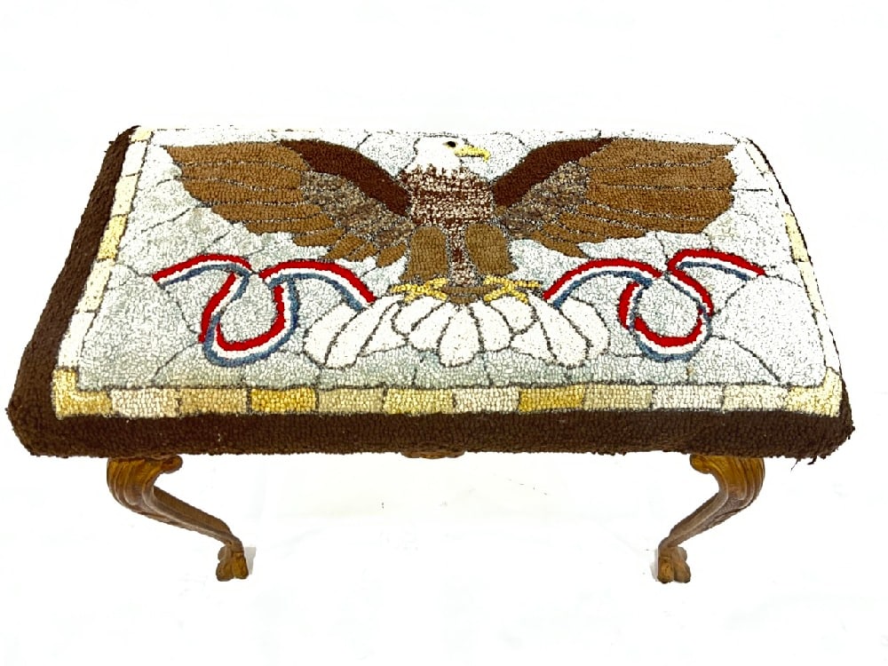 American Folk Art Hook Rug Bench - W. H.Howell Co. (1 of 6)