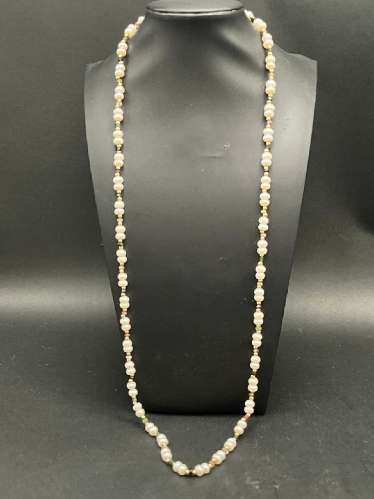14K Gemstone Pearl Necklace (1 of 4)
