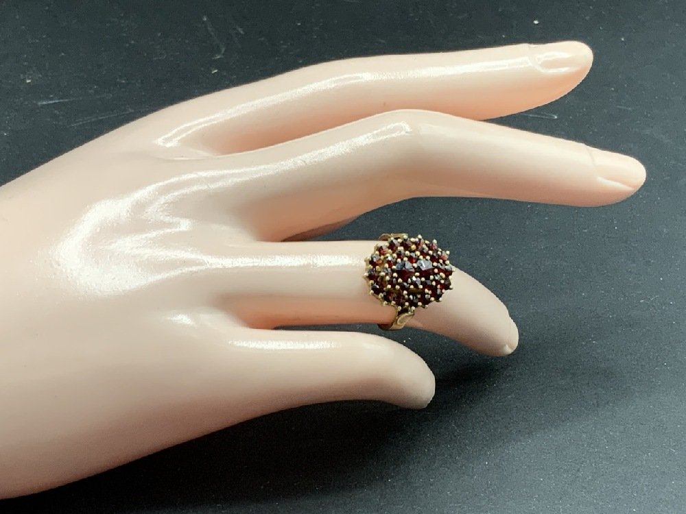 European Bohemian Garnet Ring Size 6: European Bohemian Garnet Ring Size 6. Ring marked with jewelry touch marks and 900.
