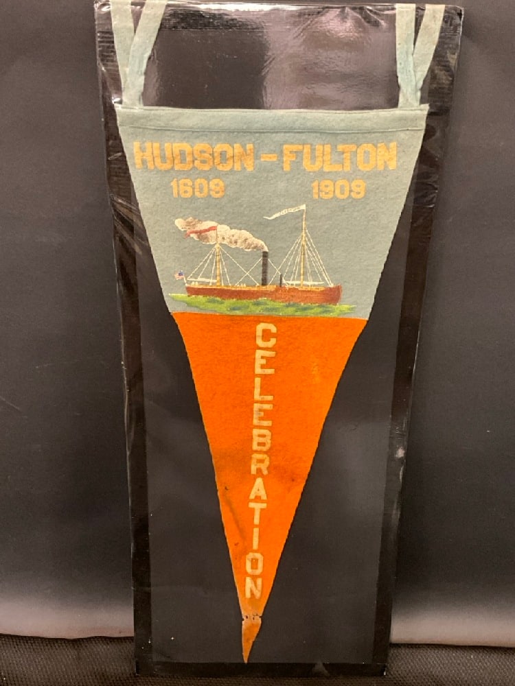 Hudson-Fulton 1608-1909 Celebration Pennant: Hudson-Fulton 1608-1909 Celebration Pennant Dimensions: 27” Good Condition,Please See Preview Photographs