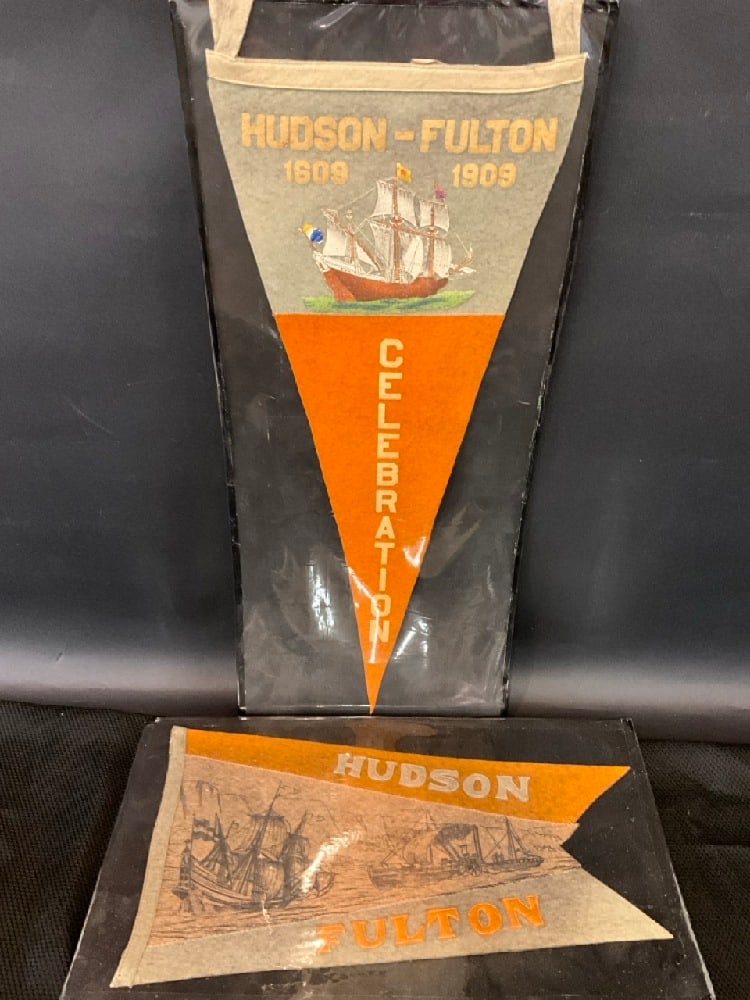 Hudson- Fulton 1609-1909 Celebration and Hudson Fulton Pennants: Hudson- Fulton 1609-1909 Celebration and Hudson Fulton Pennants Dimensions: 18”L x 27”L Good Condition, Please See Preview Photographs