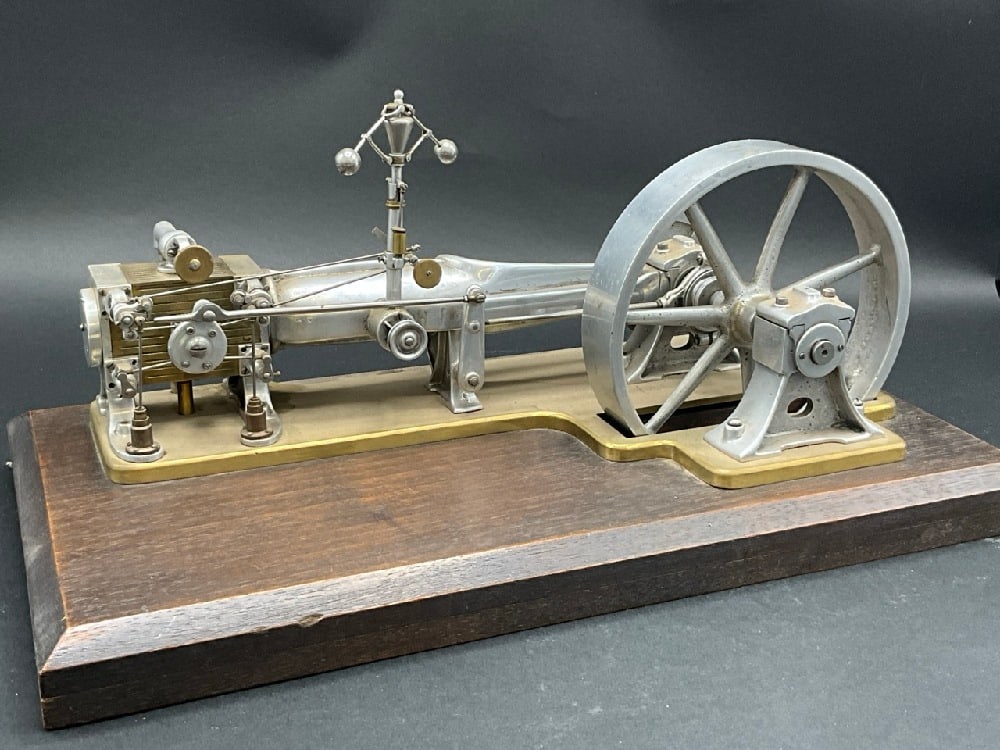 After George H Corliss Horizontal Single Mill Steam Engine: After George H Corliss Horizontal Single Mill Steam Engine. Stainless steel and brass. Dimensions: 8” X 15” x 8 1/2”