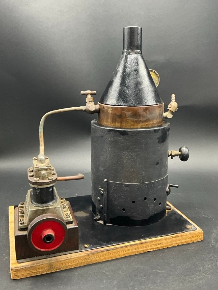 Vertical Steam Engine Model For Ships: Vertical Steam Engine Model For Ships. H.E. Boucher Mfg. Co. NY USA Type 7 Dimensions: 14” x 12” x 8”: