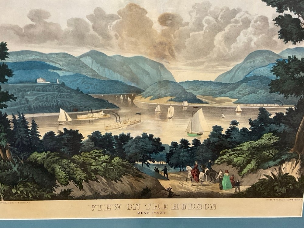 View Of The Hudson West Point c. 1865 Wm. C. Robertson: Print by Wm. c Robertson Published by Thomas Kelly 35 Bowery NY Dimensions: 18 1/2” x 24” and 22” x 26”