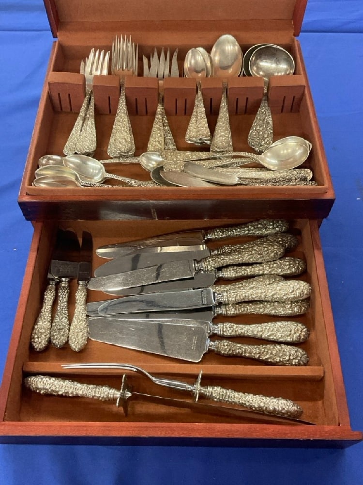 Kirk Steiff Rose Repousse Sterling Silver Flatware (1 of 8)