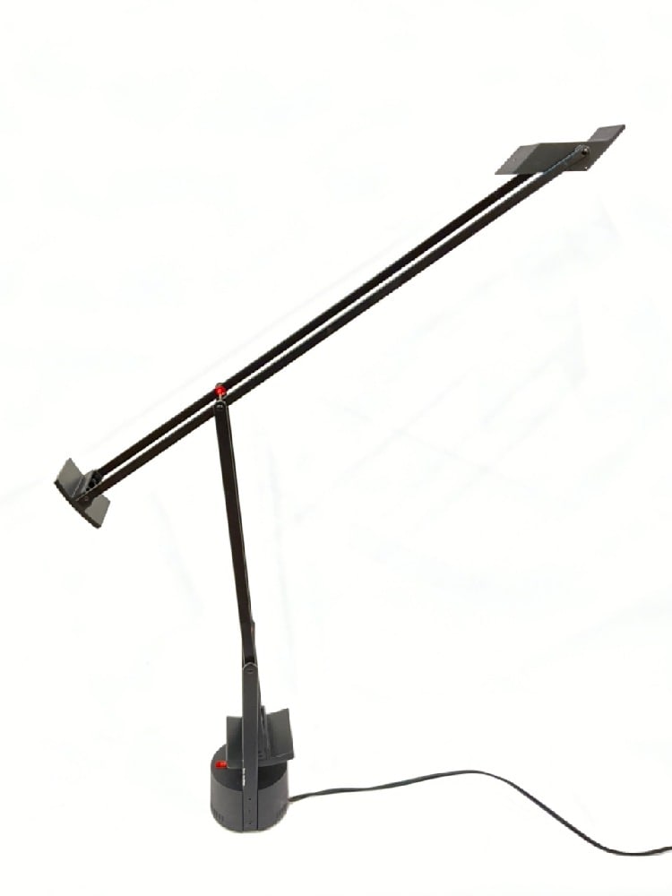 Italian Tizio Table Lamp: Artemide Italian Tizio Metallica Nera Richard Sapper Table Lamp Dimensions when fully straightened - 36” x 4 1/2” Comes with box.