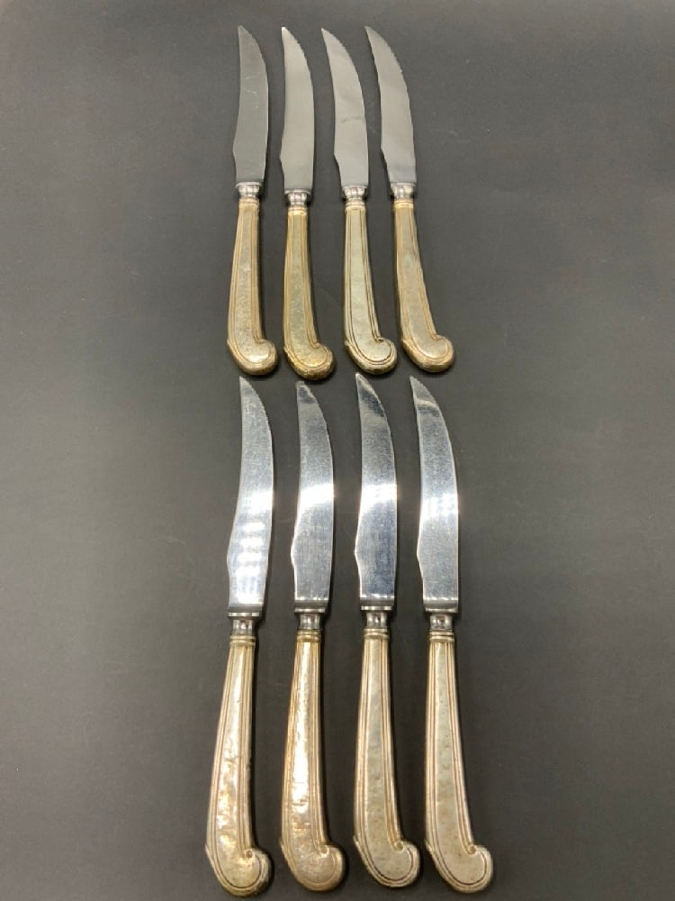 Set Of 8 Sterling Silver Handled Knives Olde English (1 of 4)