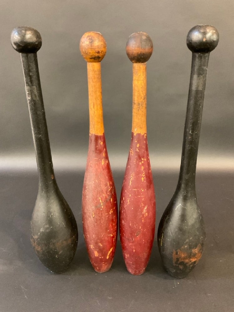 Four (4) Vintage Wood Juggling Pins (1 of 3)