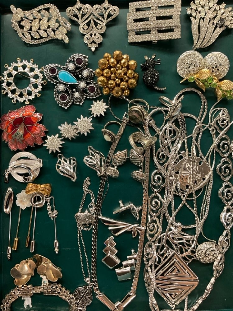 Costume Jewelry Lot with Stick Pins, Broaches,Monet Necklaces and Earrings (1 of 7)