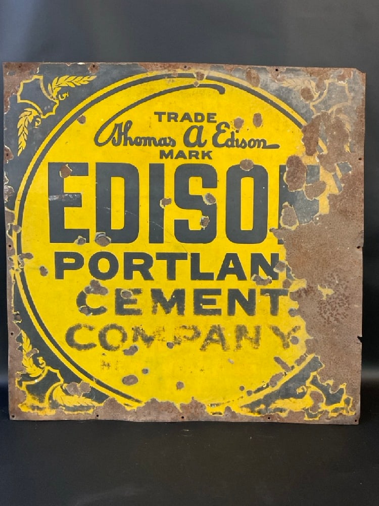 Thomas A Edison Portland Cement Company Sign Auction