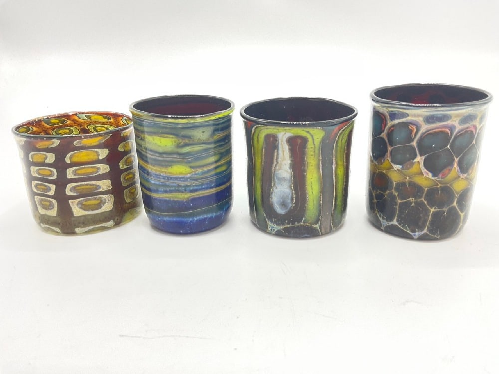 Four (4) Signed Stefano Morasso Murano Art Glass Cups (1 of 4)