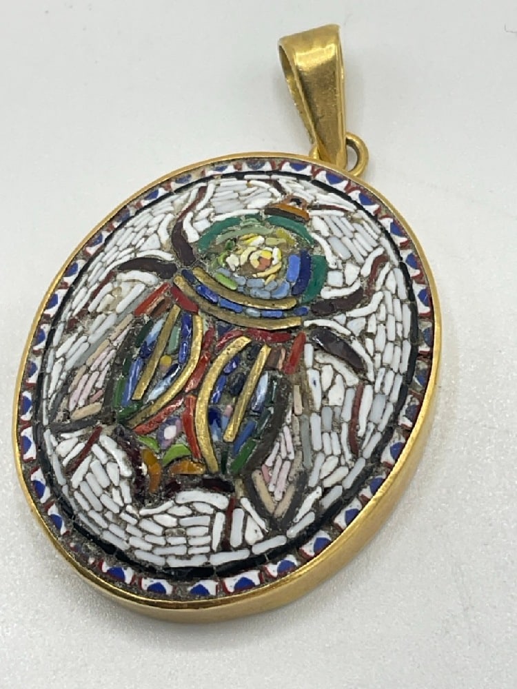 18k Gold Micromosaic Scarab Jewelry Pendant (1 of 5)