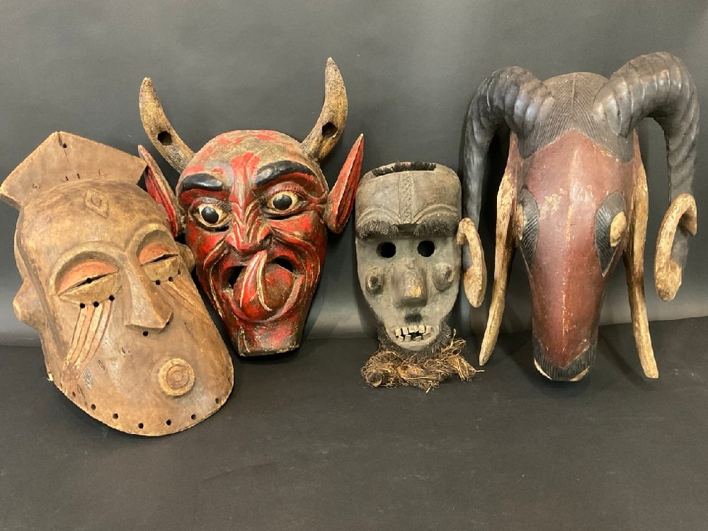 Hand Carved Wooden Ceremonial African Masks: Hand Carved Wooden Ceremonial African Masks Dimensions: Largest mask - 15 1/2” x 10” x 8” Smallest mask - 12” x 6” x 5”