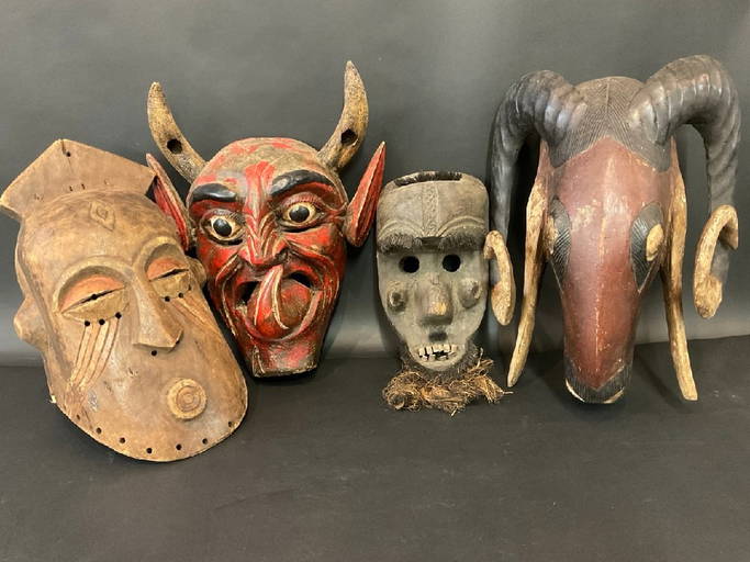 Hand Carved Wooden Ceremonial African Masks
