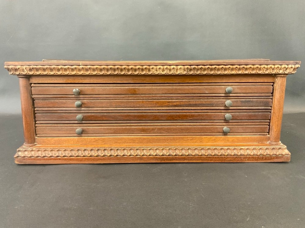 Antique Four (4) Drawer Wooden Coin Chest (1 of 7)