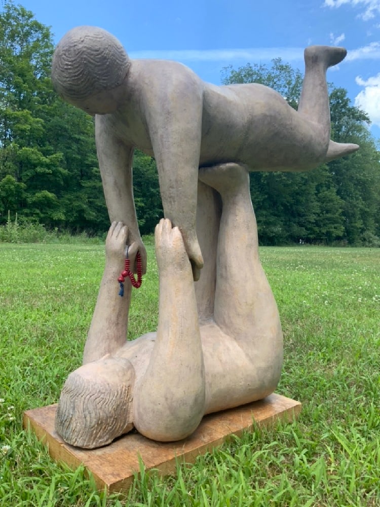 Contemporary Modern Art Yoga Airplane Pose Sculpture 38"h (1 of 8)