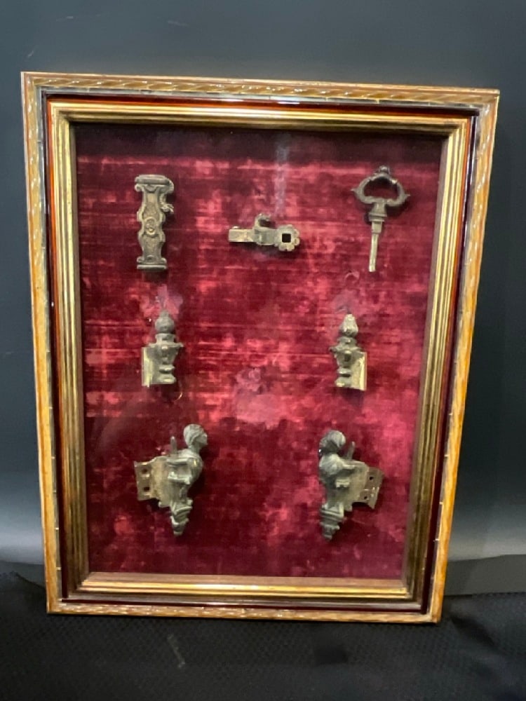 Framed Collection of Italian Antique Door Hinges (1 of 9)