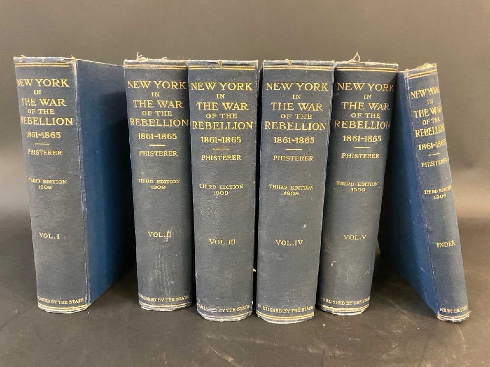 New York and The War of The Rebellion: Complete Set Volumes 1-5 plus Index.J.R. Lyon Company Albany 1912Compiled by Frederick Phisterer 1861-1865/