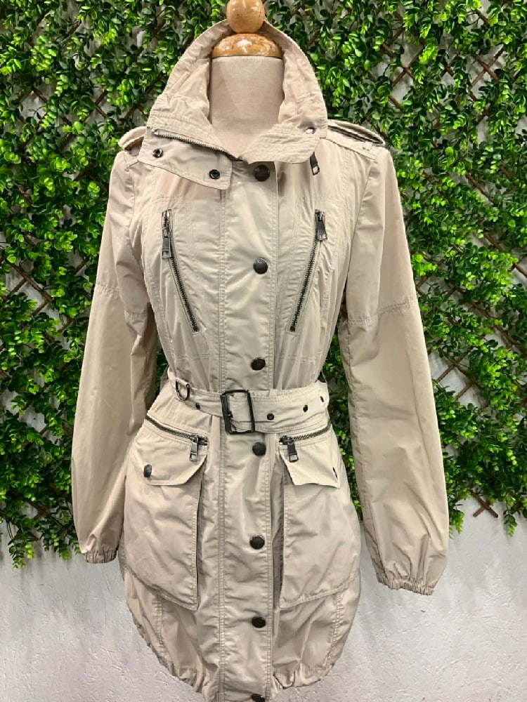 Like New Burberry "Brit" Lady's Jacket: A newer Burberry "Brit" Off White Lady's Jacket. Size: 8Condition: Like New. Please see photograph preview.
