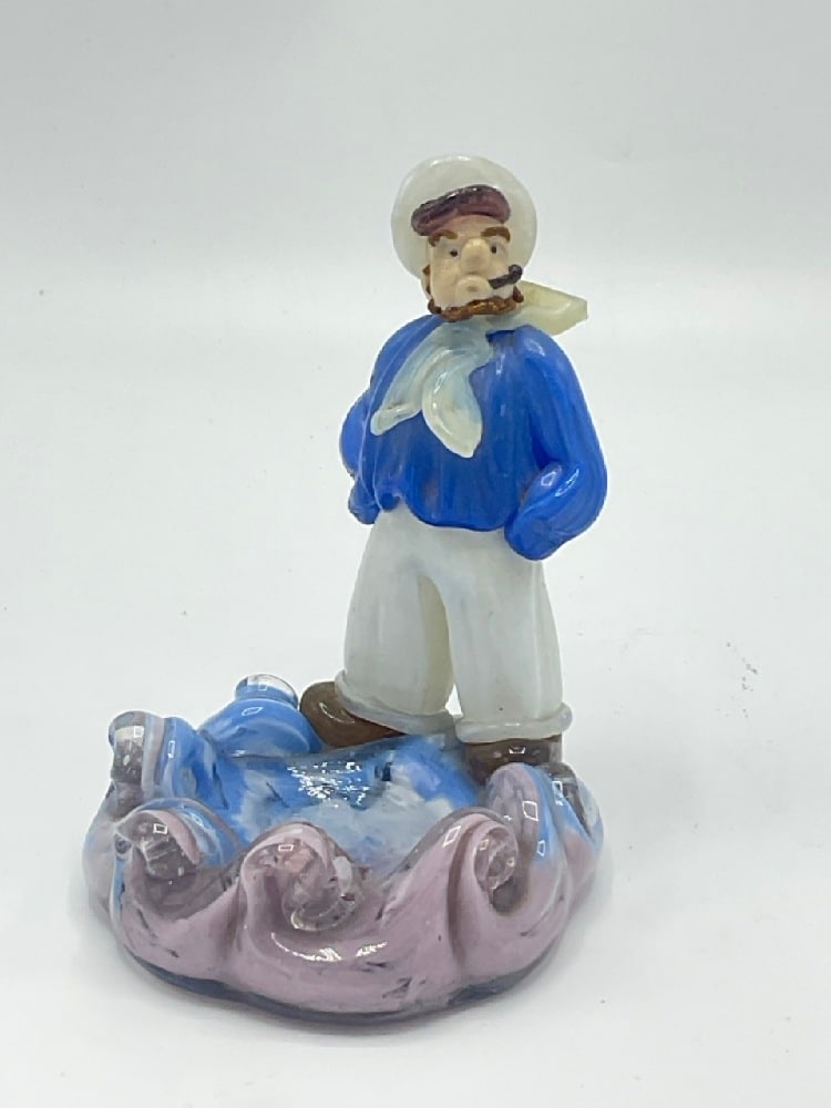 Murano Art Glass Sailor Ashtray: Murano Art Glass Sailor Ashtray.Dimensions 5.5” x 4” x 4.5”