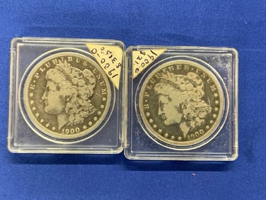 Two (2) 1900 - O U.S  Morgan Silver Dollars