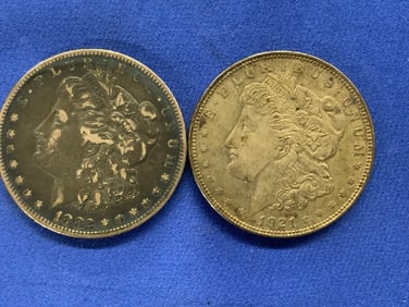 1882 and 1921 U.S.  Morgan Silver Dollars