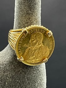 750/18K Napoleon Sovrano Coin Ring