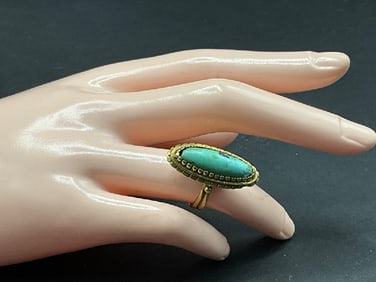 18K Yellow Gold Persian Turquoise Lady's Ring