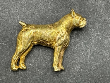 14K Yellow Gold Boxer Dog Jewelry Pin