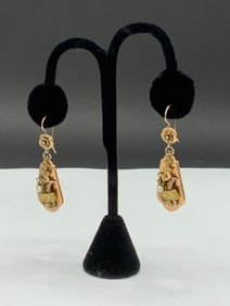 18K Pierced Victorian Style Drop Earrings