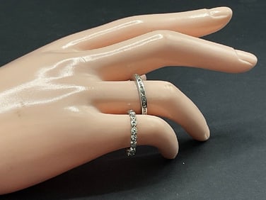 Two (2)  Platinum and Diamond Eternity Wedding Bands